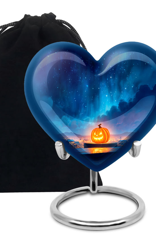 Glowing Pumpkin Memorial Urn - Halloween Day Theme Funeral Urn For Ashes