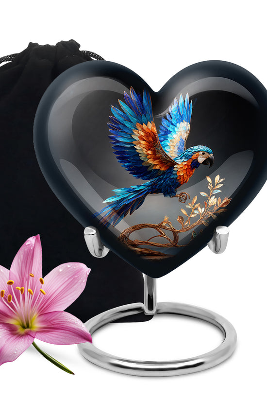 Artistic Parrot Theme Funeral Urn - Large Memorial Urn For Adult Ashes