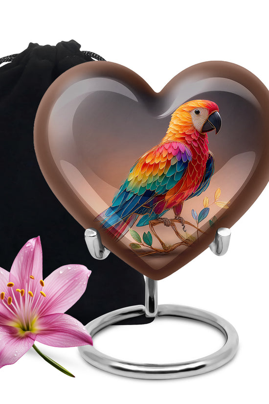 Colourful Artistic Parrot Memorial Urn - Elegent Cremation Urn For Ashes