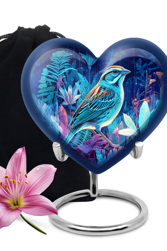 Blue Bird Memorial Urn - Aluminium Cremation Urn for Adult Human Ashes