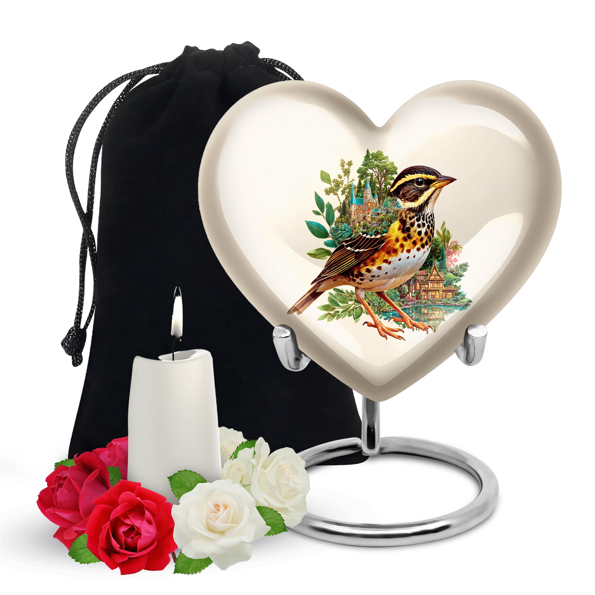 Nature Village Bird Urn - Artistic Funeral Urn for Dad & Mom