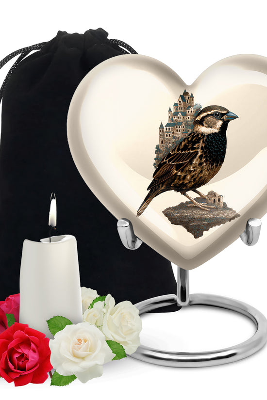 Bird Funeral Urn – Artistic Beige Funeral Urn for Burial
