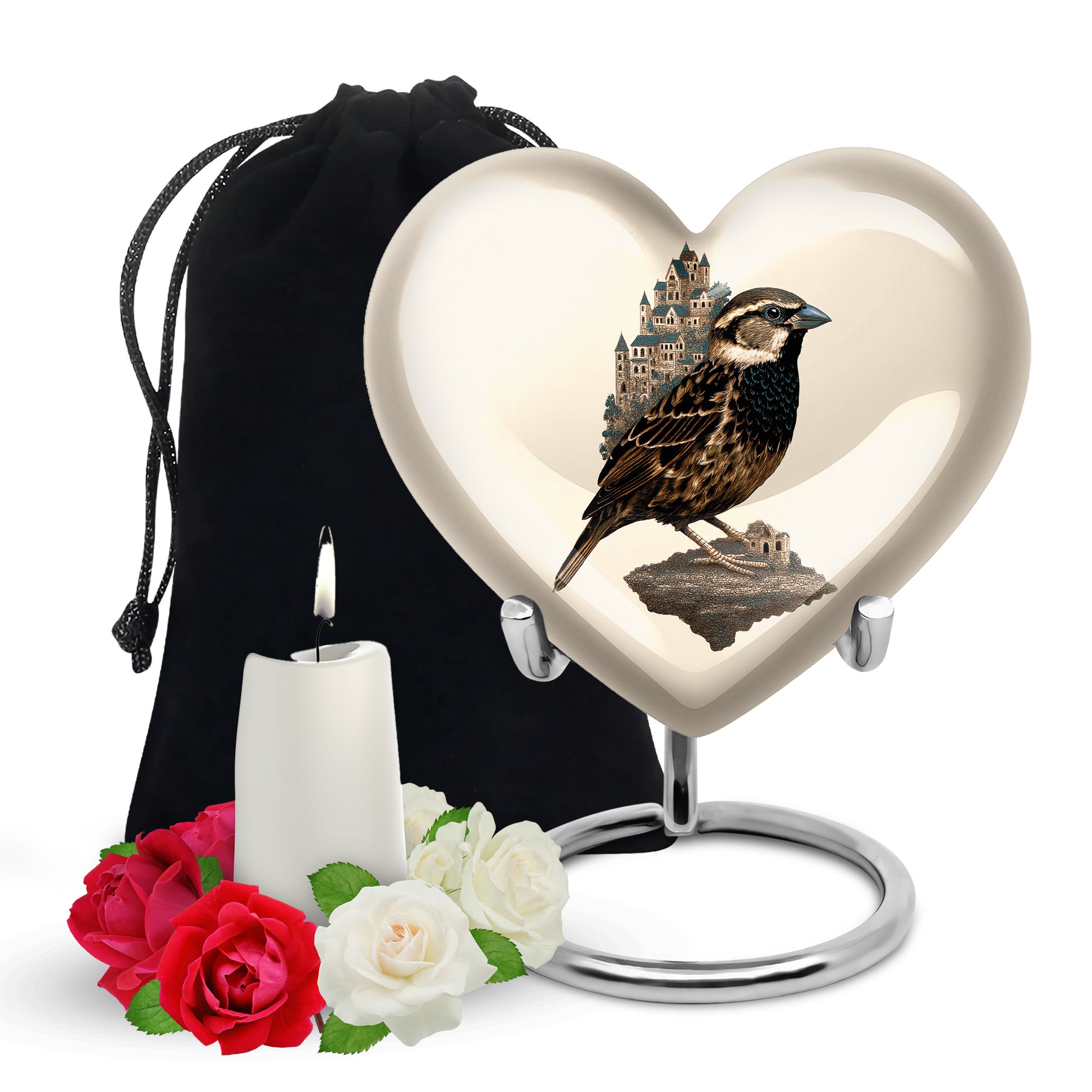 Bird Funeral Urn – Artistic Beige Funeral Urn for Burial
