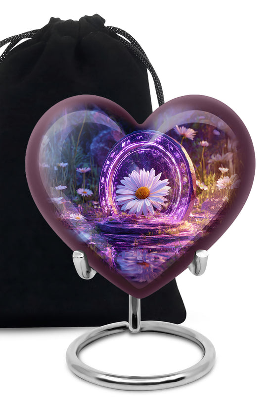 Daisy Memorial Urn - Purple Theme Cremation Urn For Male & Female Ashes