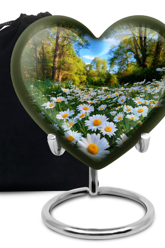 Peaceful Daisy Field Memorial Urn - Floral Cremation Urn For Human Ashes