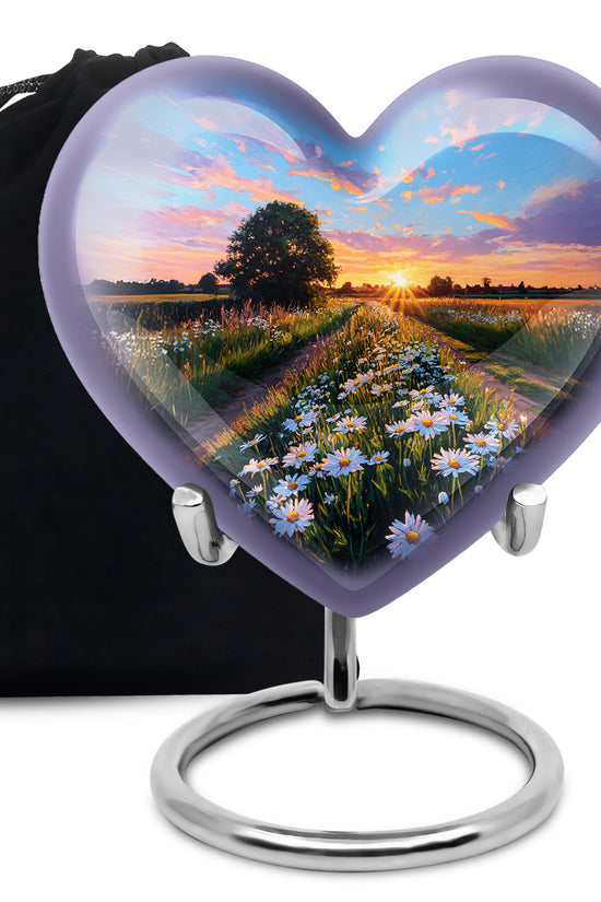 Daisy Flowers Theme Cremation Urn For Ashes - Scenic Nature Memorial Urn For Adults