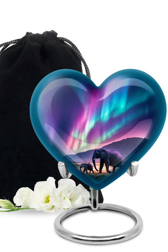 Elephant Theme Funeral Urn - Aurora Borealis Theme Cremation Urn For Ashes