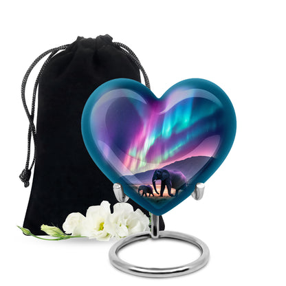 Elephant Theme Funeral Urn - Aurora Borealis Theme Cremation Urn For Ashes