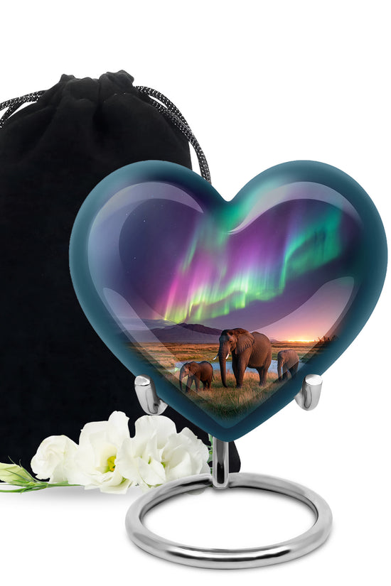 Elephant Family Theme Cremation Urn - Aluminium Memorial Urn For Loved Ones