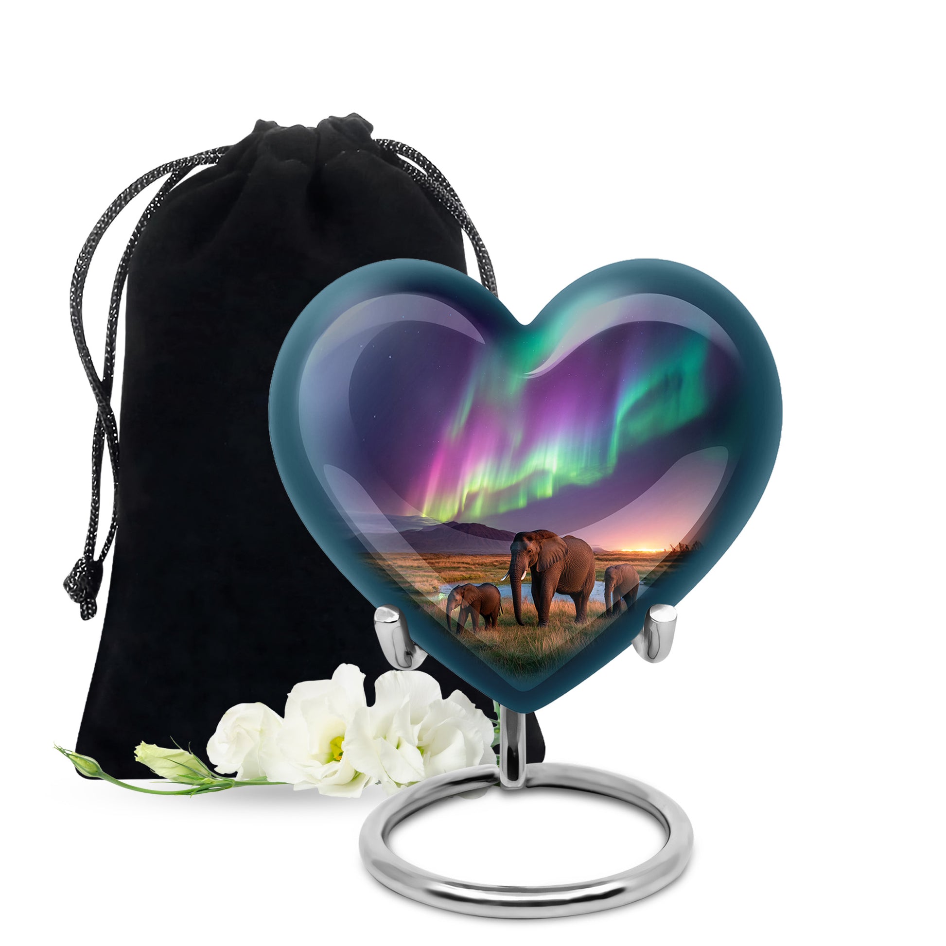 Elephant Family Theme Cremation Urn - Aluminium Memorial Urn For Loved Ones