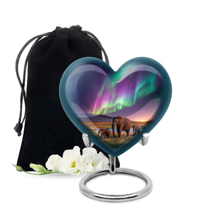 Elephant Family Theme Cremation Urn - Aluminium Memorial Urn For Loved Ones