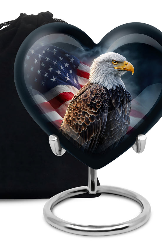 American Flag Memorial Urn - Military Theme Funeral Urn For Adult Ashes