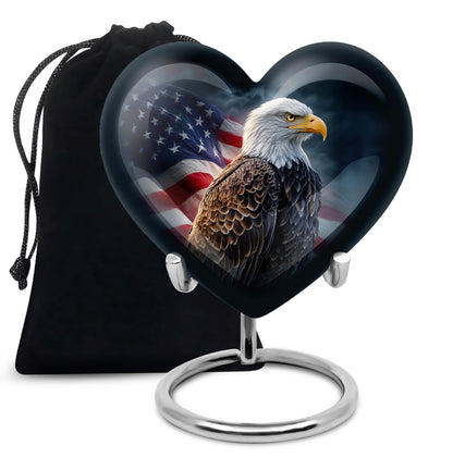 American Flag Memorial Urn - Military Theme Funeral Urn For Adult Ashes