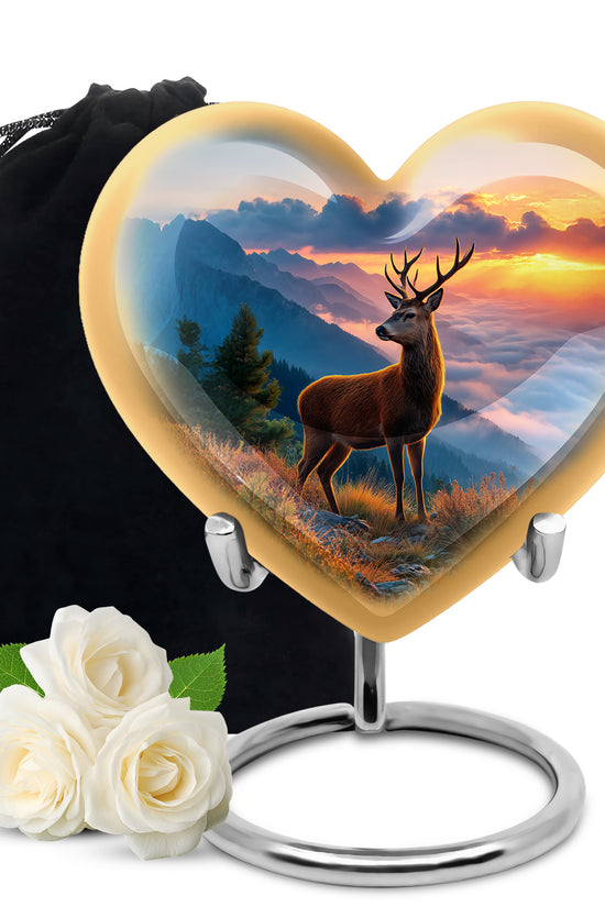 Mountain Deer Funeral Urn - Sunset Memorial Urn For Human Ashes
