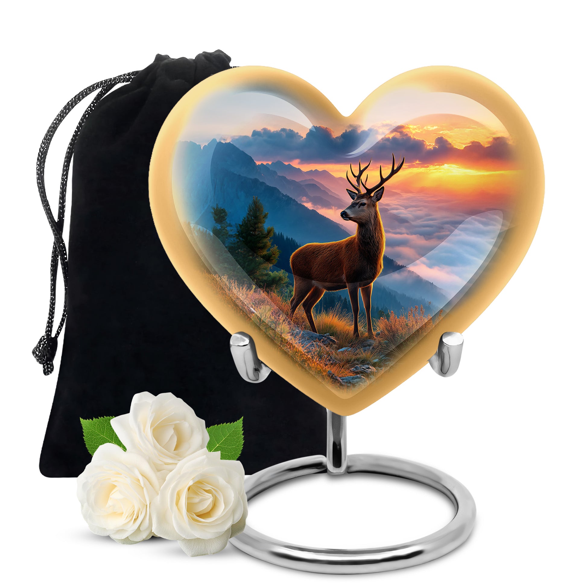 Mountain Deer Funeral Urn - Sunset Memorial Urn For Human Ashes