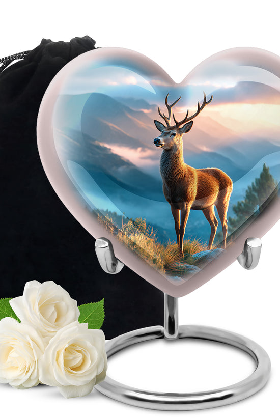 Majestic Deer Cremation Urn - Mountain Scenic Landscape Urn For Ashes