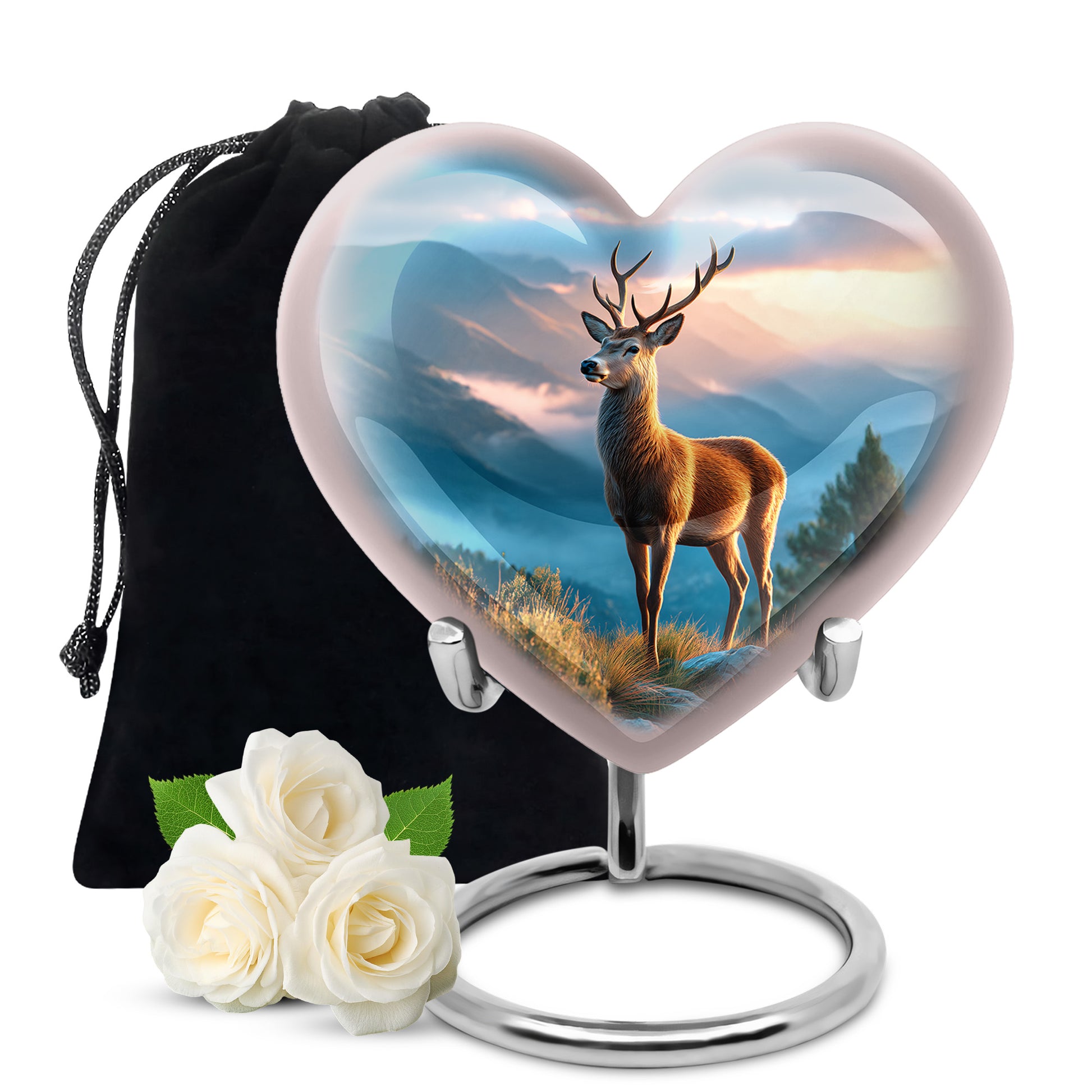 Majestic Deer Cremation Urn - Mountain Scenic Landscape Urn For Ashes