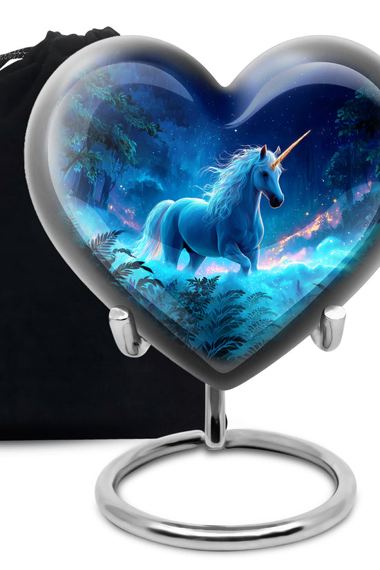 Blue Unicorn Cremation Memorial Urn - Decorative Funeral Urn For Human Ashes