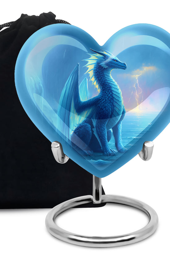 Blue Dragon Cremation Urn - Blue Aluminium Funeral Urn For Ashes