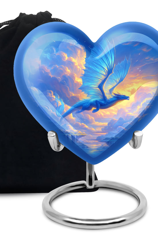 Blue Flying Dragon Cremation Urn - Beautiful Funeral Urn For Burial