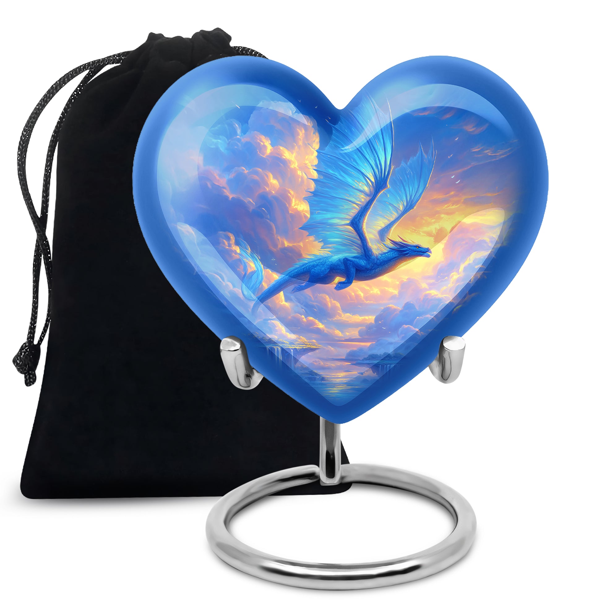 Blue Flying Dragon Cremation Urn - Beautiful Funeral Urn For Burial
