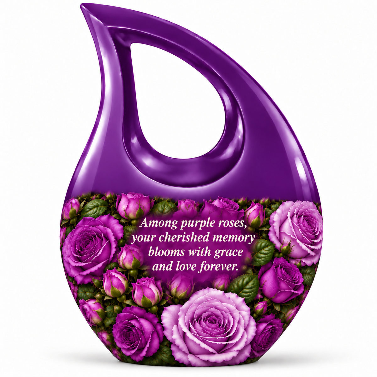 Purple rose C-DROP single keepsake; memorial quote