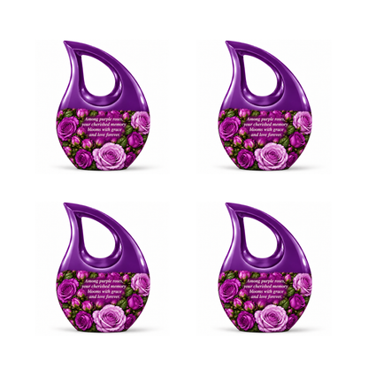 Purple rose C-DROP four matching keepsakes; memorial quote