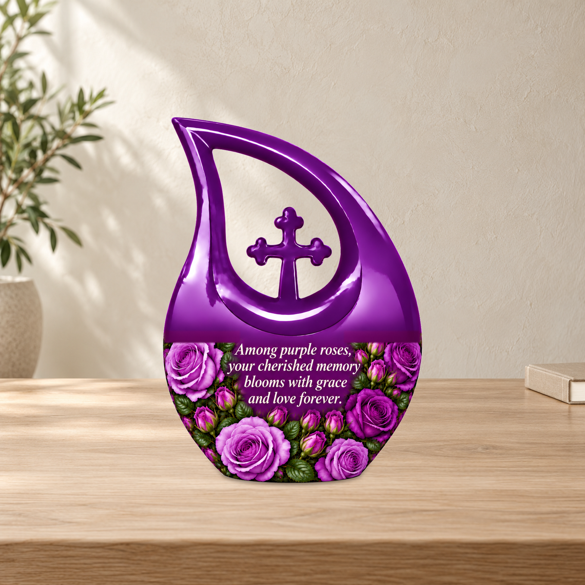 Purple rose C-DROP home setting; memorial quote