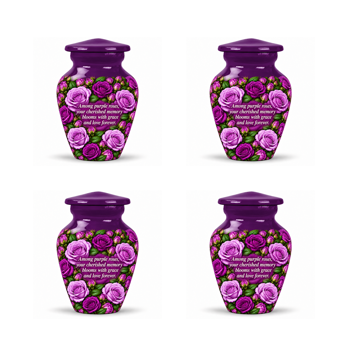 Purple rose CLS four matching keepsakes; memorial quote