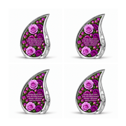 Purple rose DROP four matching keepsakes; memorial quote