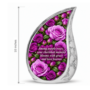 Purple rose DROP adult height guide; memorial quote
