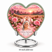 Heart baseball memorial urn with the source-listed 10-inch large size.