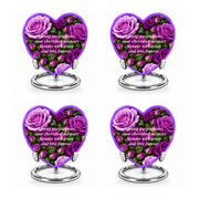 Purple rose HEART four matching keepsakes; memorial quote