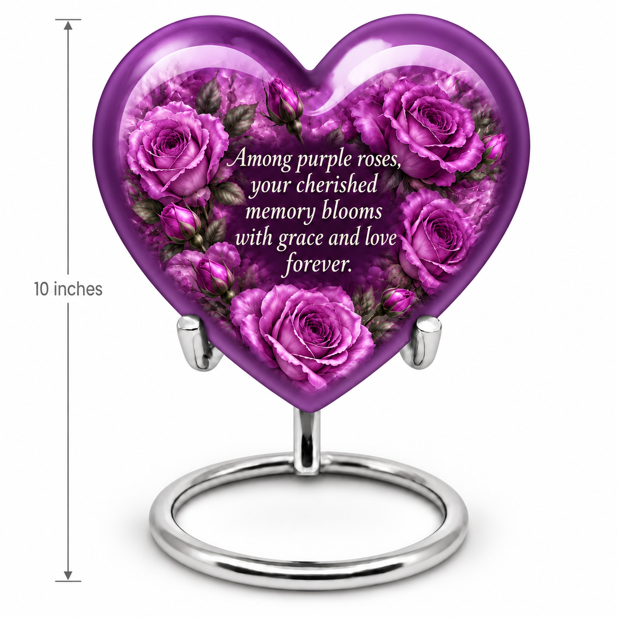 Purple rose HEART adult height guide; memorial quote