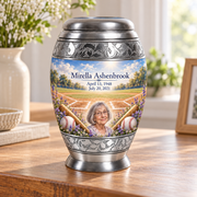 Monar baseball memorial urn in a natural home setting.