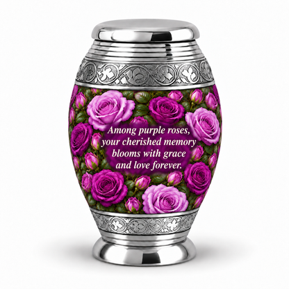 Purple rose MON single keepsake; memorial quote