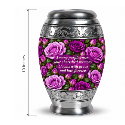 Purple rose MON adult height guide; memorial quote