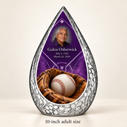 Straight Drop baseball memorial urn with the source-listed 10-inch large size.