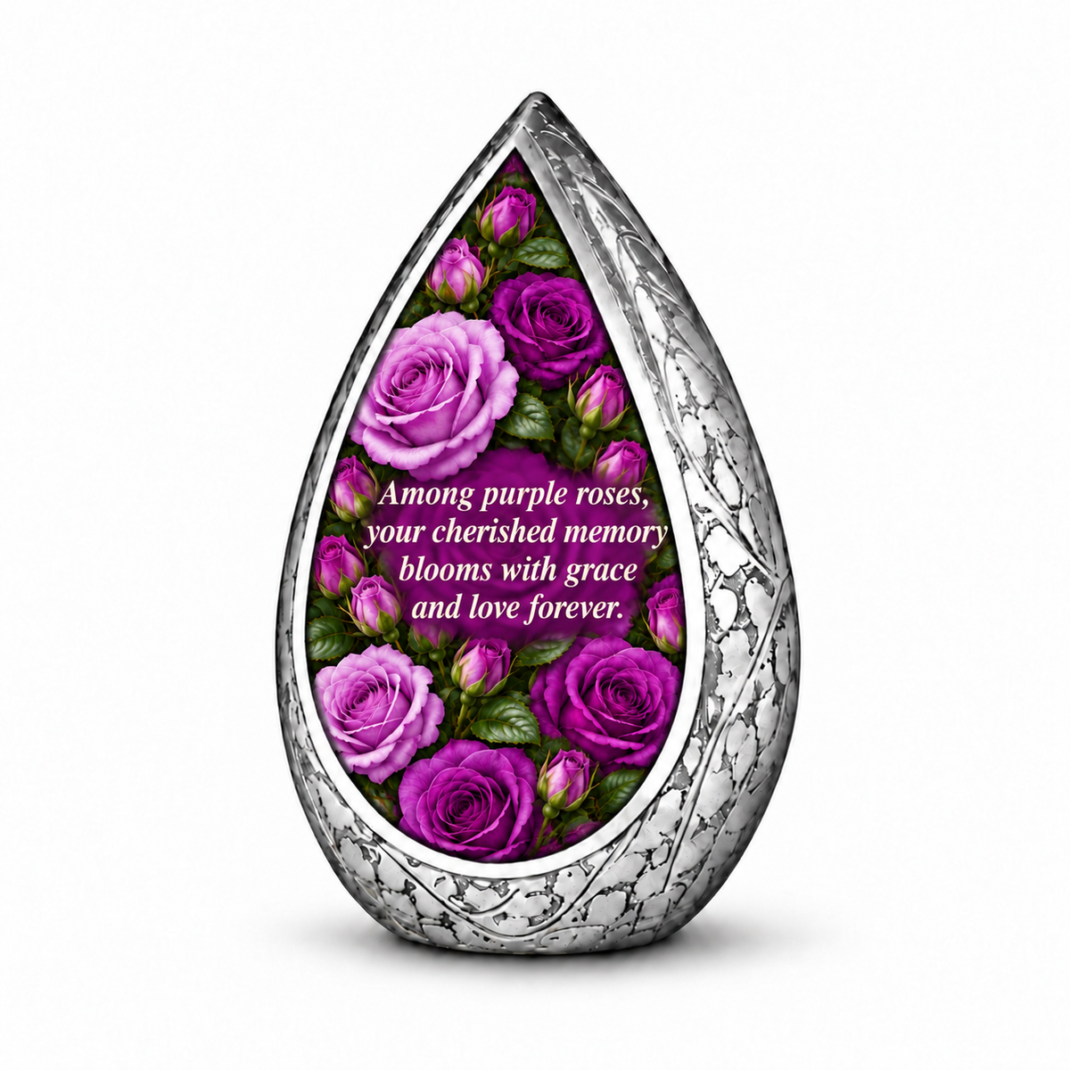 Purple rose STR-DROP single keepsake; memorial quote