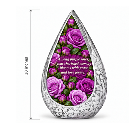 Purple rose STR-DROP adult height guide; memorial quote