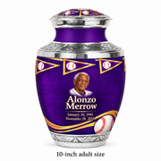 Tasty baseball memorial urn with the source-listed 10-inch large size.