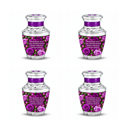Purple rose TASTY four matching keepsakes; memorial quote