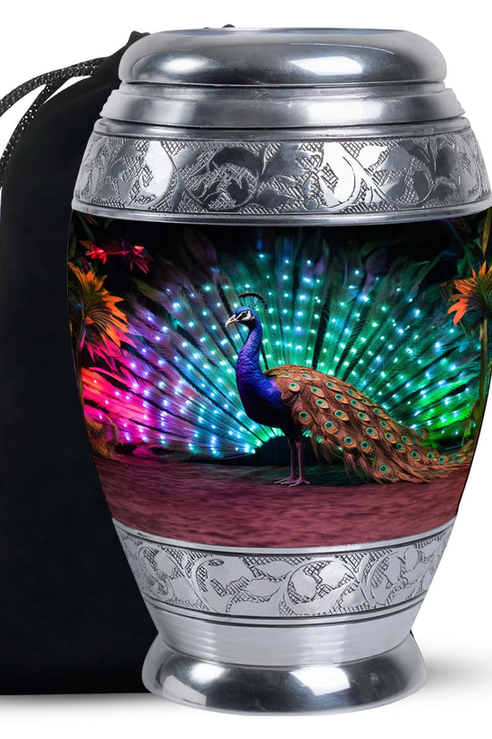 Peacock Bird Memorial Theme Urn - Beautiful Funeral Urn For Human Ashes