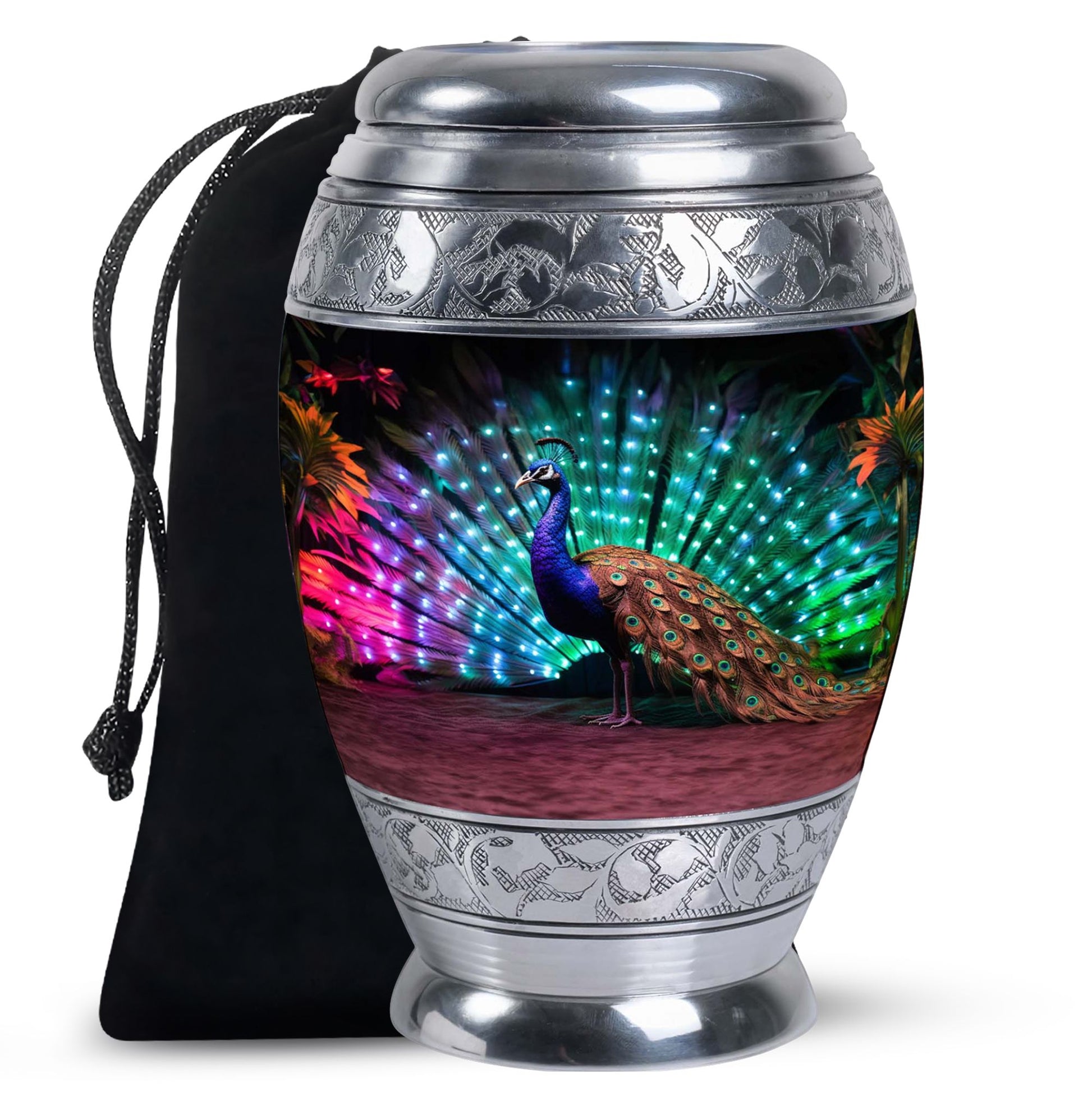 Peacock Bird Memorial Theme Urn - Beautiful Funeral Urn For Human Ashes