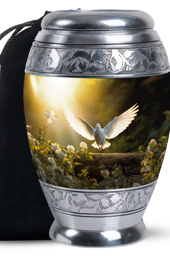 Dove Bird Tribute Cremation Urn - Aluminium Memorial Urn For Burial