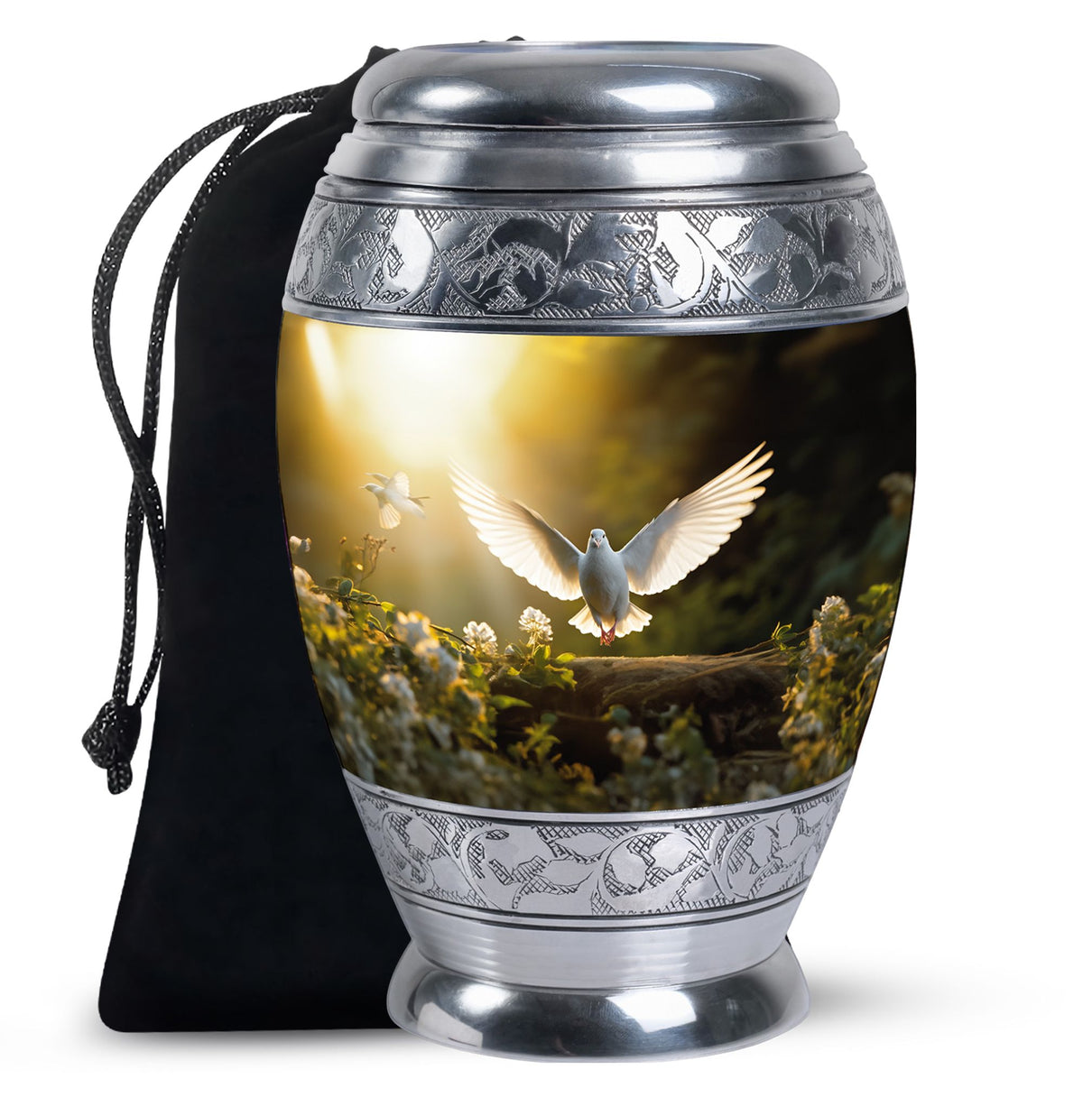Dove Bird Tribute Cremation Urn - Aluminium Memorial Urn For Burial