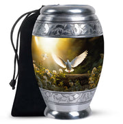 Dove Bird Tribute Cremation Urn - Aluminium Memorial Urn For Burial