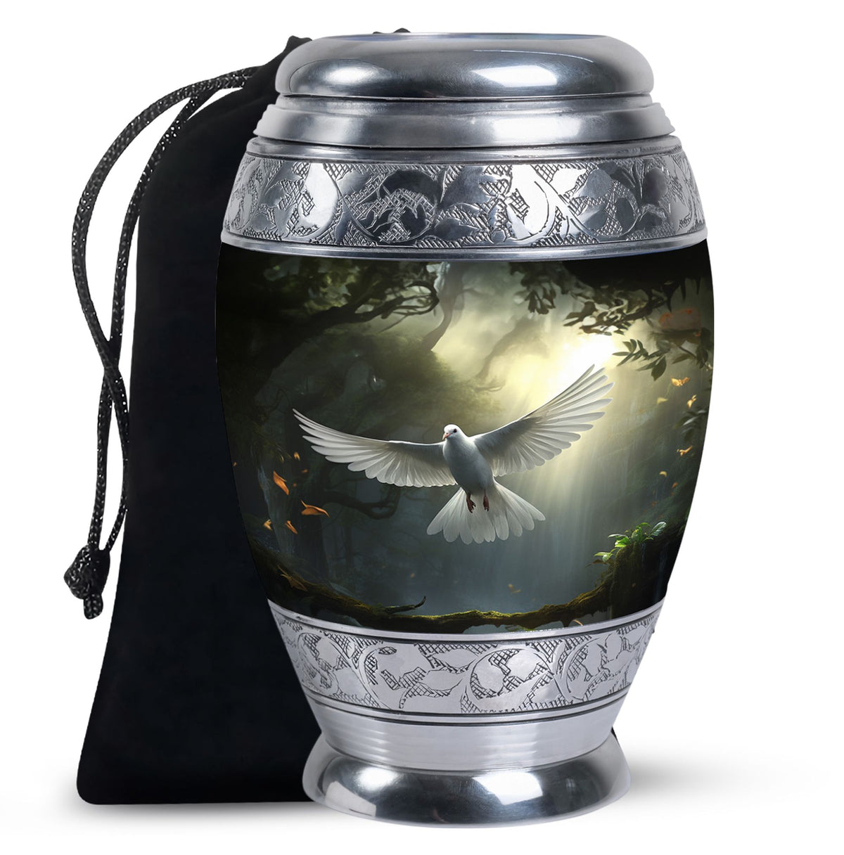 Mystical White Dove Cremation Urn - Forest Memorial Urn For Human Ashes