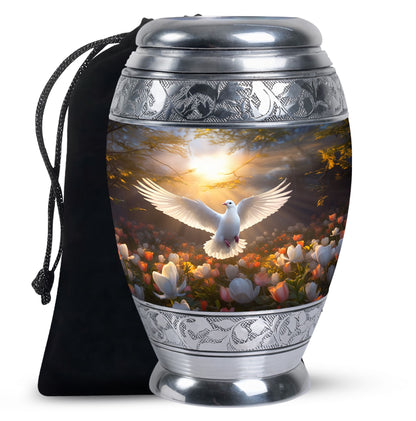 Floral Dove Memorial Urn For Ashes - Elegant Funeral Urn For Adult Ashes