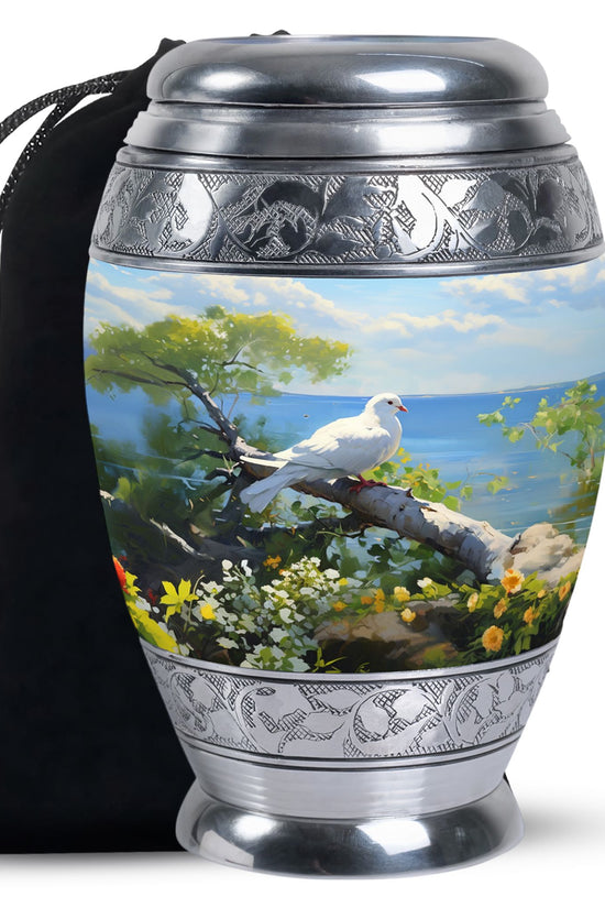 Artistic Theme Memorial Urn - Dove Bird Memorial Urn For Adult Ashes